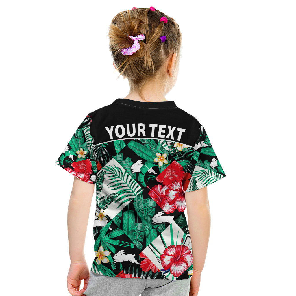 (Custom Personalised) Rabbitohs Rugby Kid T Shirt Fashion Tropical Jungle Flowers - Vibe Hoodie Shop