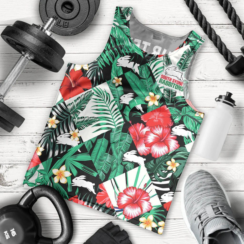 (Custom Personalised) Rabbitohs Rugby Men Tank Top Fashion Tropical Jungle Flowers - Vibe Hoodie Shop
