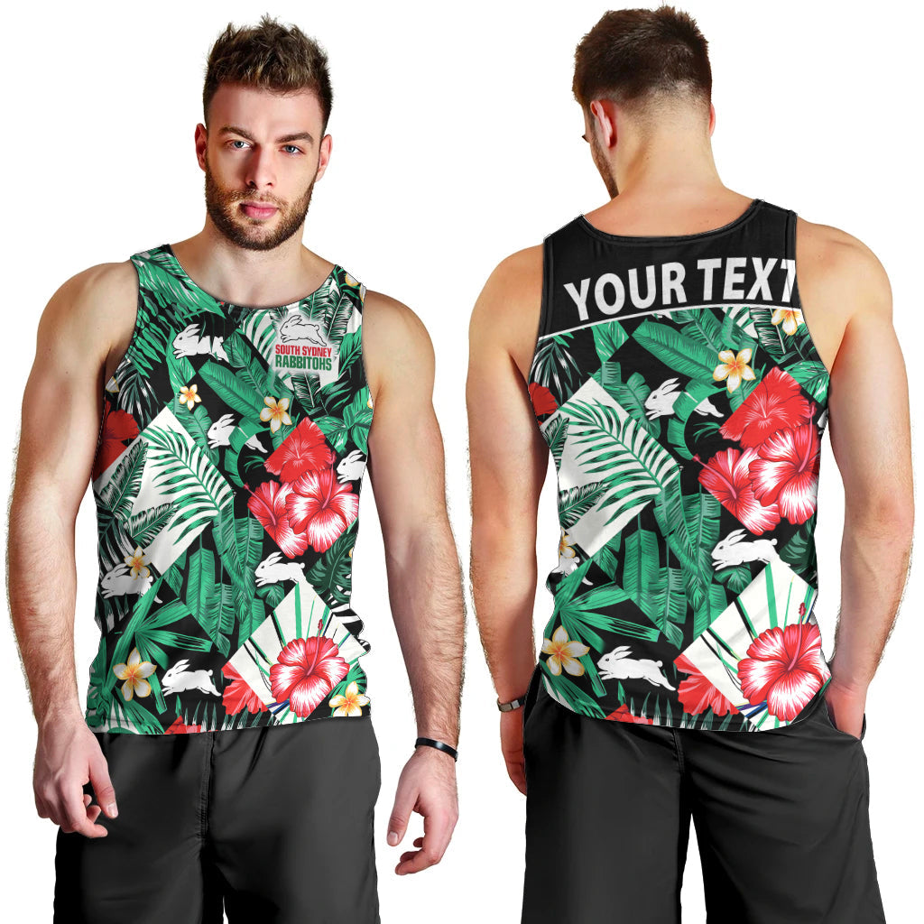 (Custom Personalised) Rabbitohs Rugby Men Tank Top Fashion Tropical Jungle Flowers - Vibe Hoodie Shop