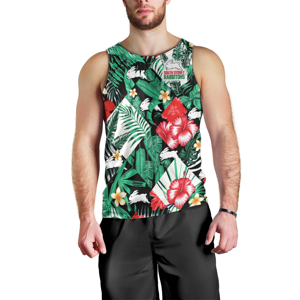(Custom Personalised) Rabbitohs Rugby Men Tank Top Fashion Tropical Jungle Flowers - Vibe Hoodie Shop