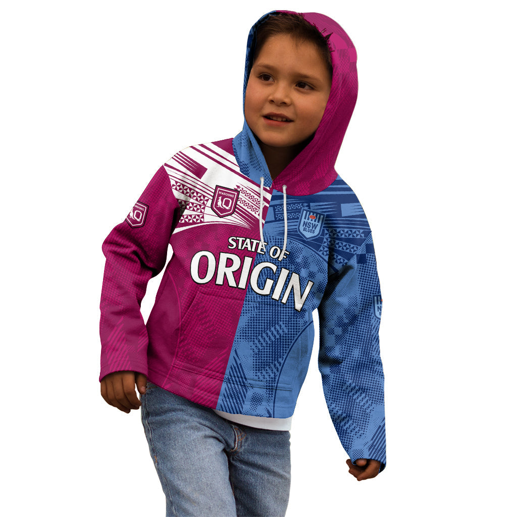 Blues and Maroons Rugby Kid Hoodie State of Origin NSW Combine QLD Sporty Style 2023 - Vibe Hoodie Shop