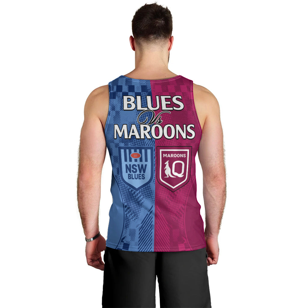 Blues and Maroons Rugby Men Tank Top State of Origin NSW Combine QLD Sporty Style 2023 - Vibe Hoodie Shop