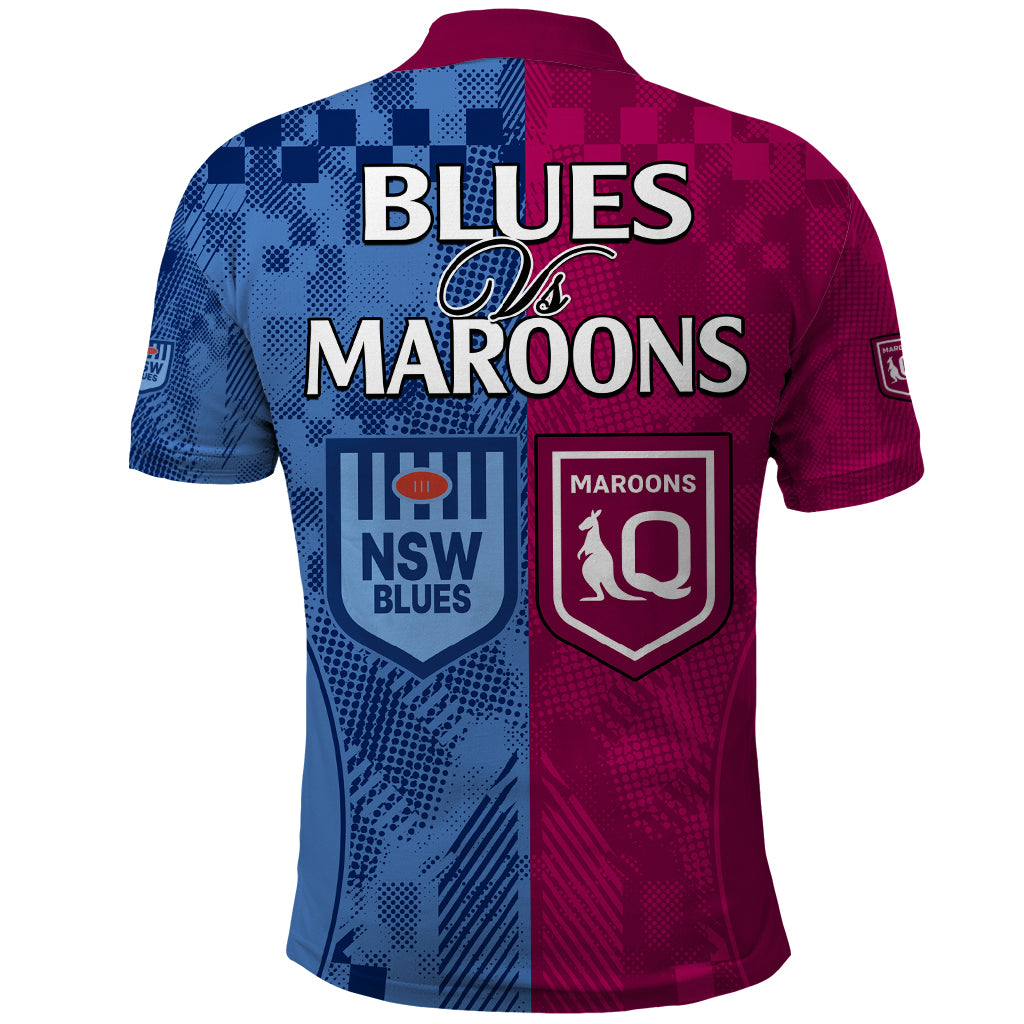 Blues and Maroons Rugby Polo Shirt State of Origin NSW Combine QLD Sporty Style 2023 LT9 - Vibe Hoodie Shop