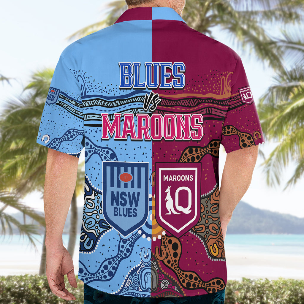 Blues and Maroons Rugby Hawaiian Shirt State of Origin NSW Combine Queensland Aboriginal 2023 - Vibe Hoodie Shop