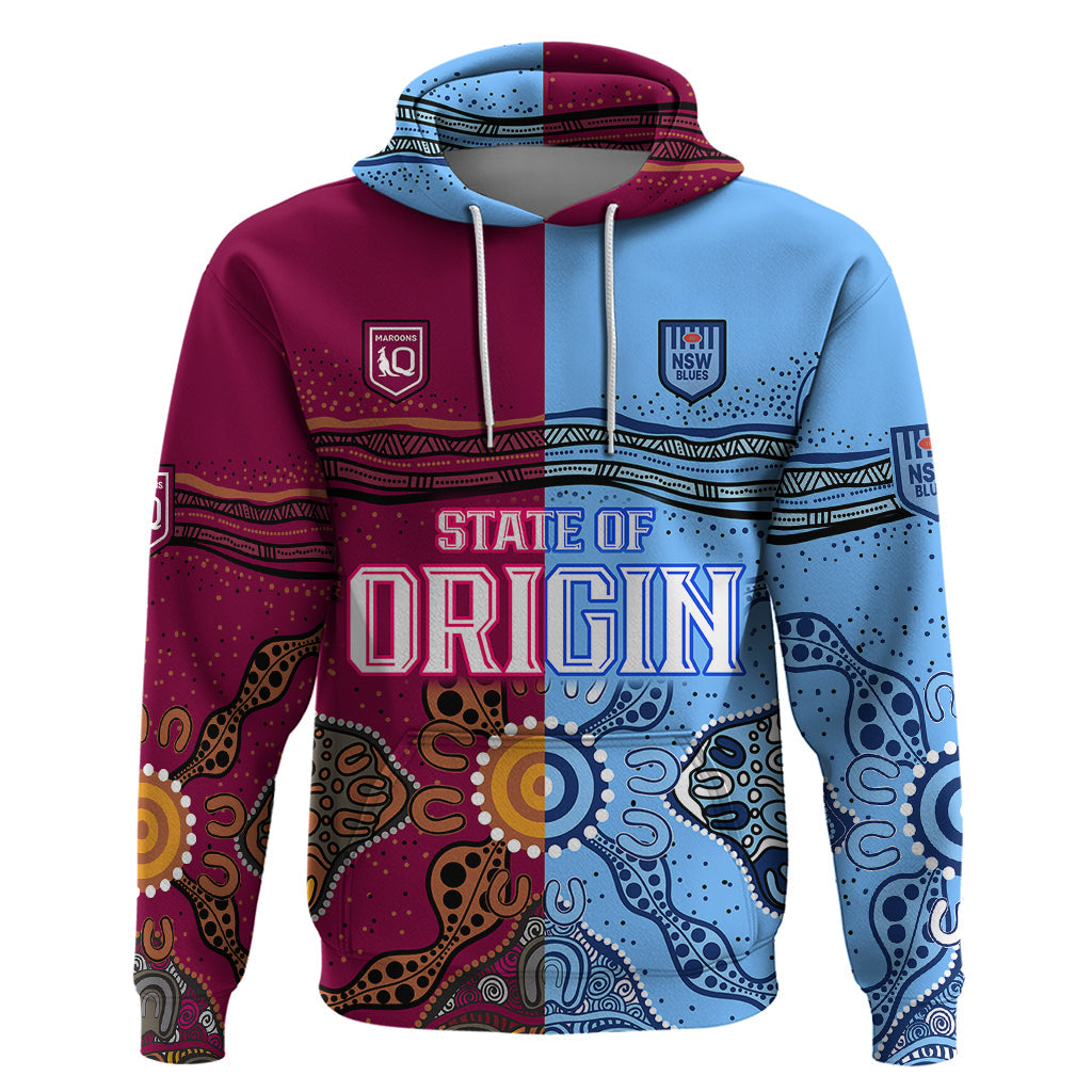 Blues and Maroons Rugby Hoodie State of Origin NSW Combine Queensland Aboriginal 2023 LT9 - Vibe Hoodie Shop