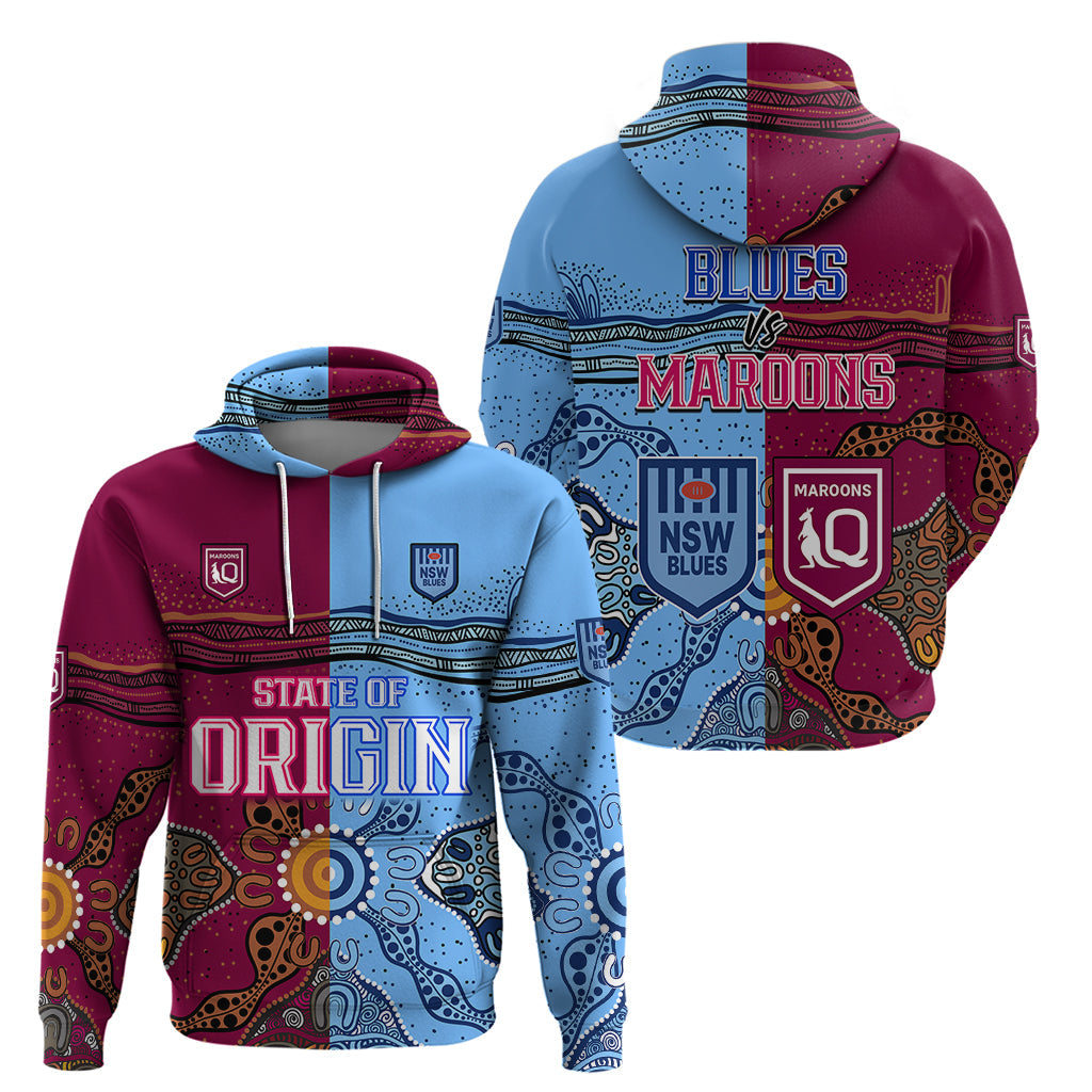 Blues and Maroons Rugby Hoodie State of Origin NSW Combine Queensland Aboriginal 2023 LT9 - Vibe Hoodie Shop