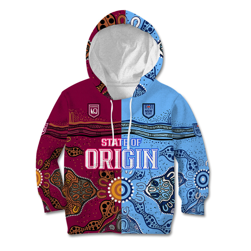 Blues and Maroons Rugby Kid Hoodie State of Origin NSW Combine Queensland Aboriginal 2023 - Vibe Hoodie Shop