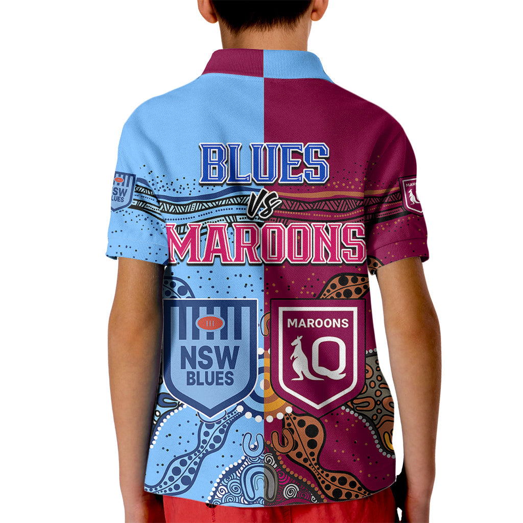 Blues and Maroons Rugby Kid Polo Shirt State of Origin NSW Combine Queensland Aboriginal 2023 - Vibe Hoodie Shop
