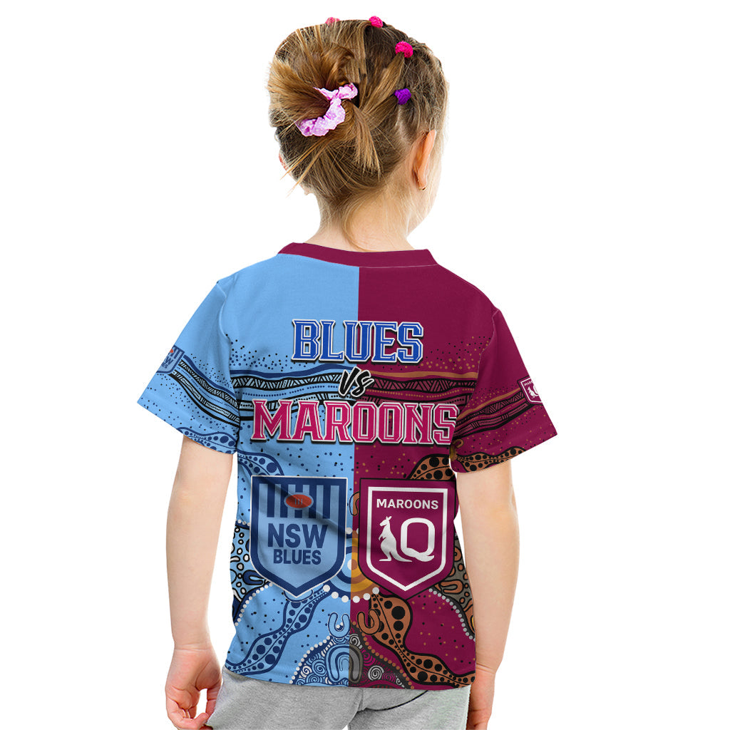 Blues and Maroons Rugby Kid T Shirt State of Origin NSW Combine Queensland Aboriginal 2023 - Vibe Hoodie Shop