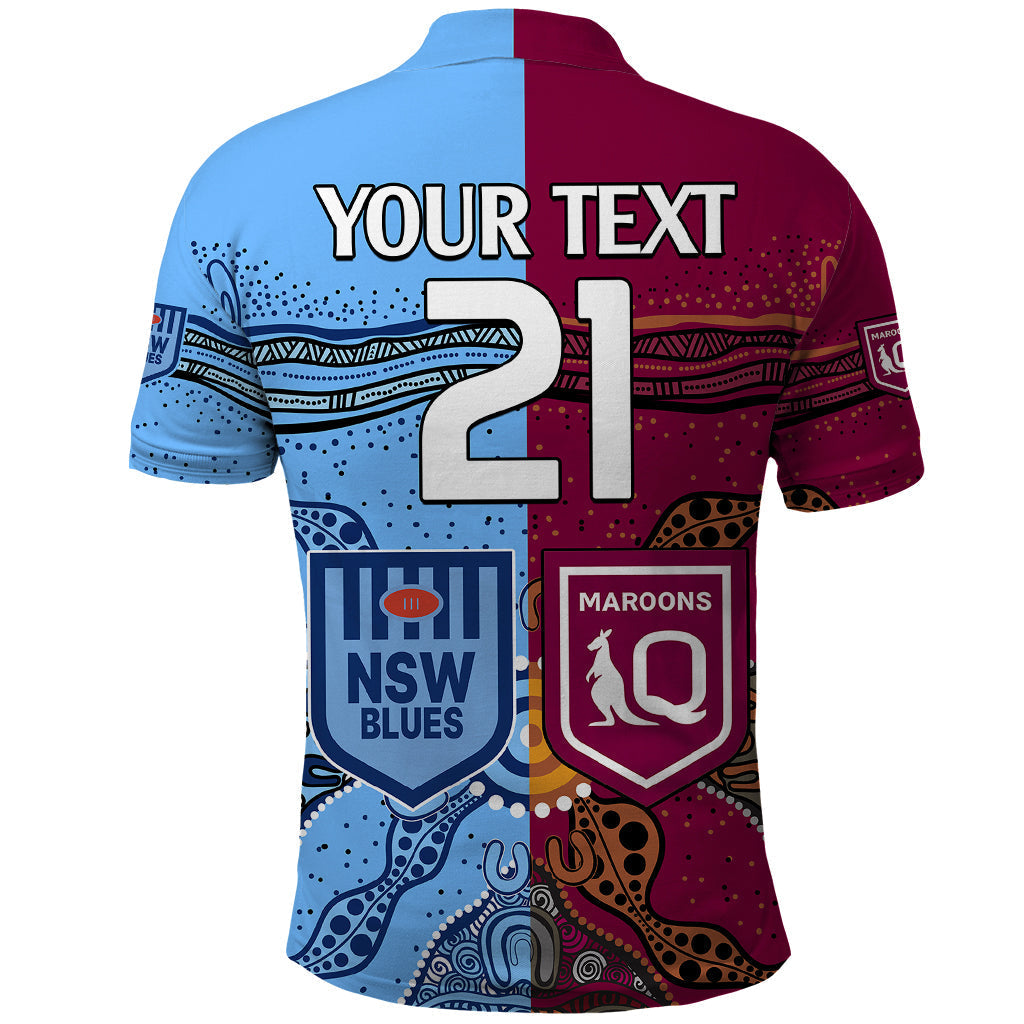 (Custom Text And Number) Blues and Maroons Rugby Polo Shirt State of Origin NSW Combine Queensland Aboriginal 2023 LT9 - Vibe Hoodie Shop