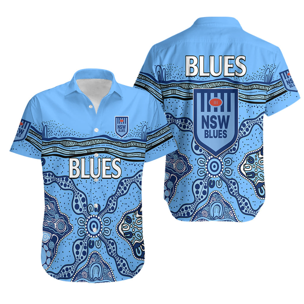 NSW Blues Rugby Hawaiian Shirt New South Wales Aboriginal Origin - Vibe Hoodie Shop