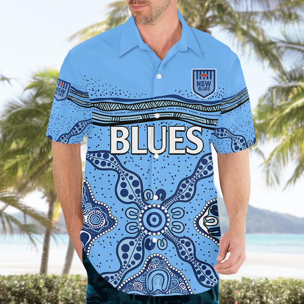 NSW Blues Rugby Hawaiian Shirt New South Wales Aboriginal Origin - Vibe Hoodie Shop