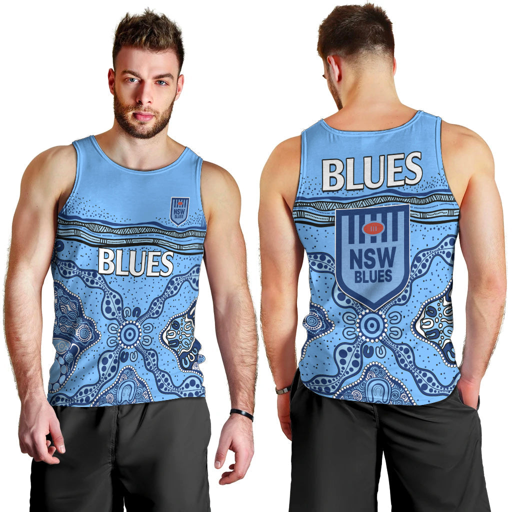 NSW Blues Rugby Men Tank Top New South Wales Aboriginal Origin - Vibe Hoodie Shop