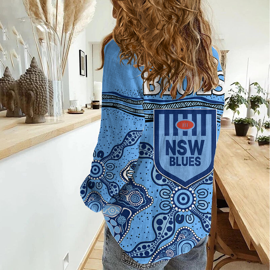 NSW Blues Rugby Women Casual Shirt New South Wales Aboriginal Origin - Vibe Hoodie Shop