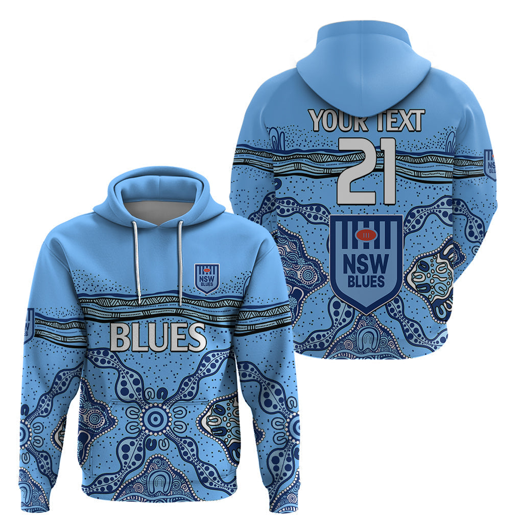 (Custom Text And Number) NSW Blues Rugby Hoodie New South Wales Aboriginal Origin LT9 - Vibe Hoodie Shop