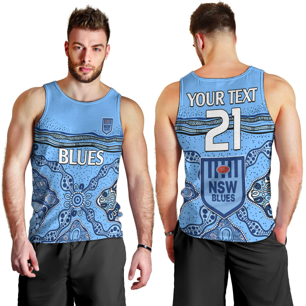 (Custom Text And Number) NSW Blues Rugby Men Tank Top New South Wales Aboriginal Origin - Vibe Hoodie Shop