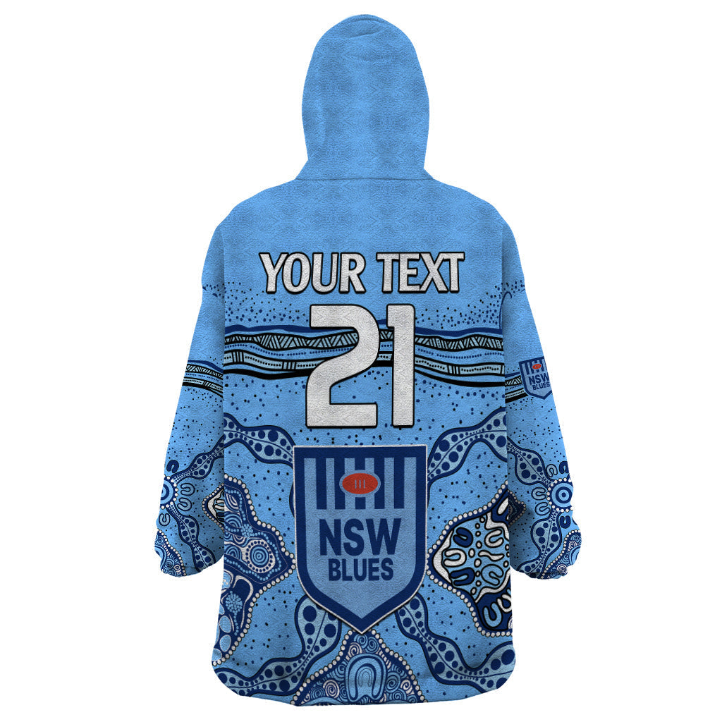 (Custom Text And Number) NSW Blues Rugby Wearable Blanket Hoodie New South Wales Aboriginal Origin - Vibe Hoodie Shop