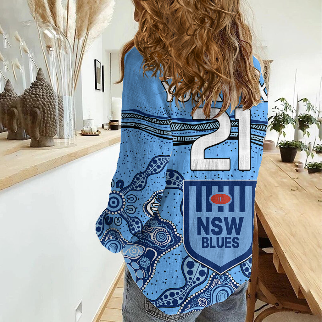 (Custom Text And Number) NSW Blues Rugby Women Casual Shirt New South Wales Aboriginal Origin - Vibe Hoodie Shop