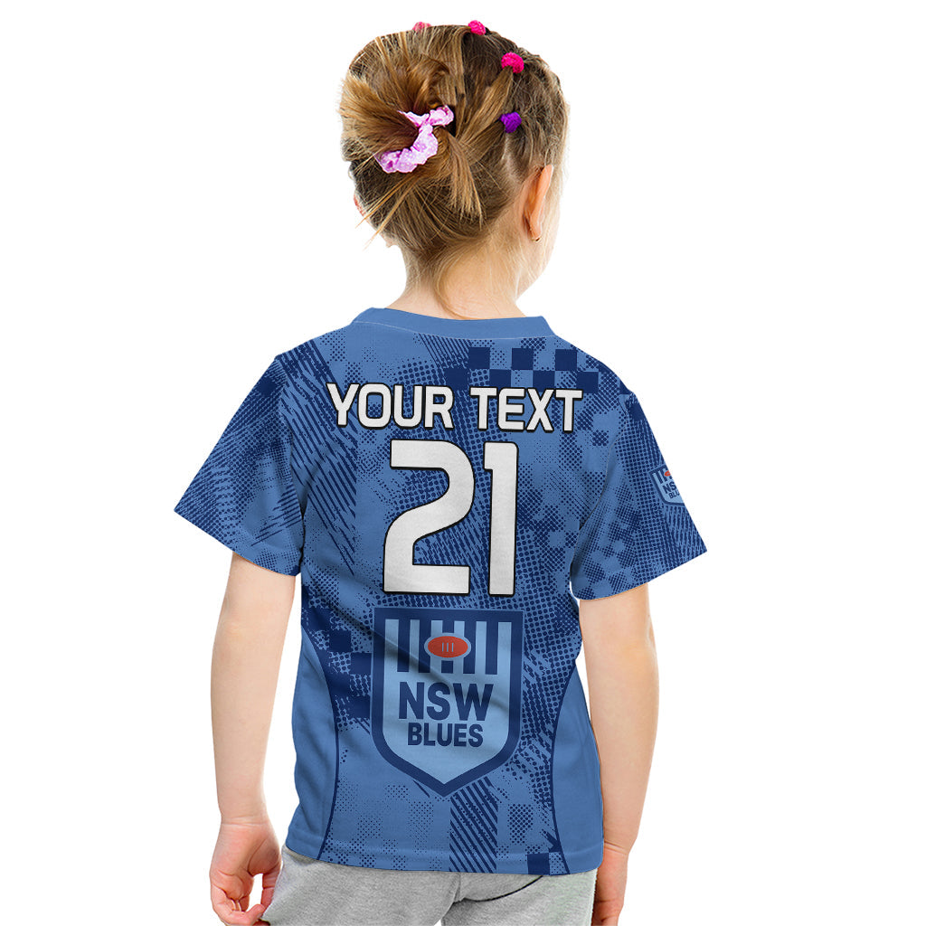 (Custom Text And Number) NSW Blues Rugby Kid T Shirt Origin New South Wales Sporty Style - Vibe Hoodie Shop