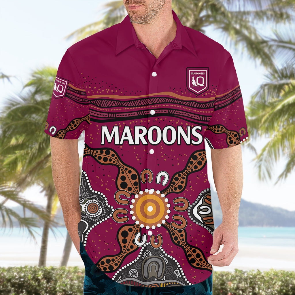 QLD Maroons Rugby Hawaiian Shirt Queensland Aboriginal Origin - Vibe Hoodie Shop