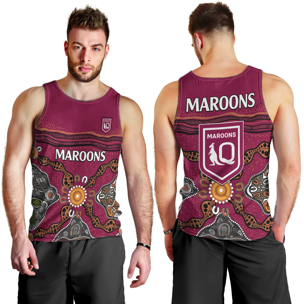 QLD Maroons Rugby Men Tank Top Queensland Aboriginal Origin - Vibe Hoodie Shop