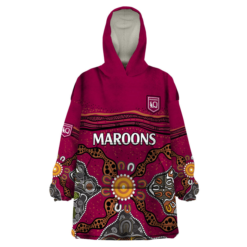 QLD Maroons Rugby Wearable Blanket Hoodie Queensland Aboriginal Origin - Vibe Hoodie Shop