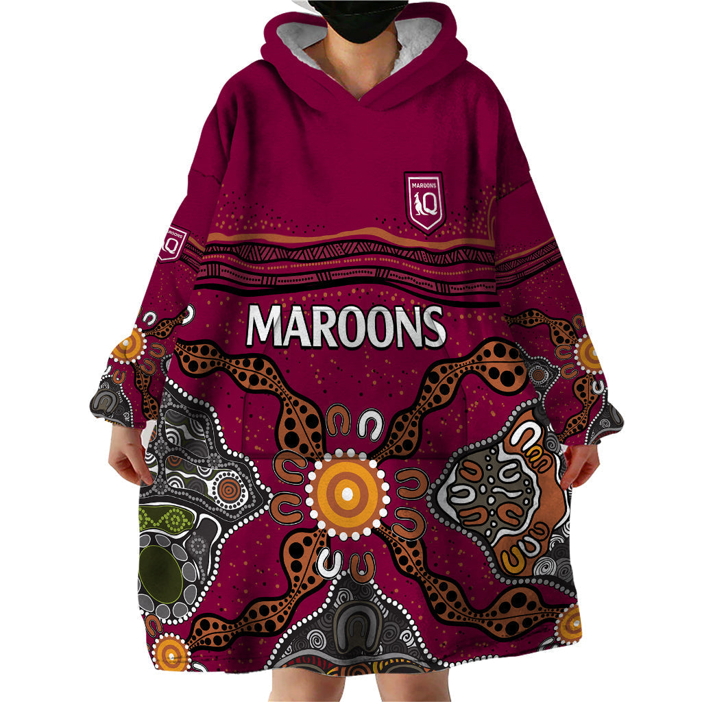 QLD Maroons Rugby Wearable Blanket Hoodie Queensland Aboriginal Origin - Vibe Hoodie Shop