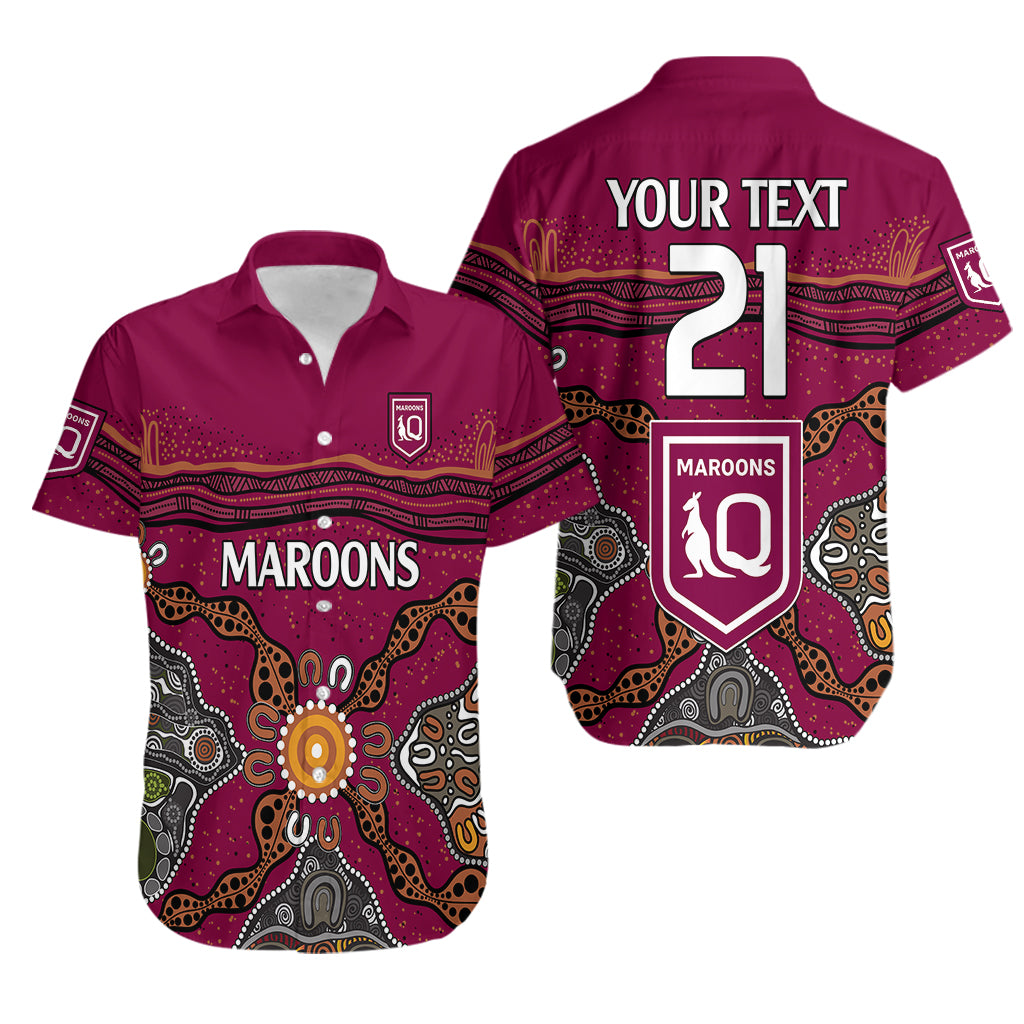 (Custom Text And Number) QLD Maroons Rugby Hawaiian Shirt Queensland Aboriginal Origin - Vibe Hoodie Shop