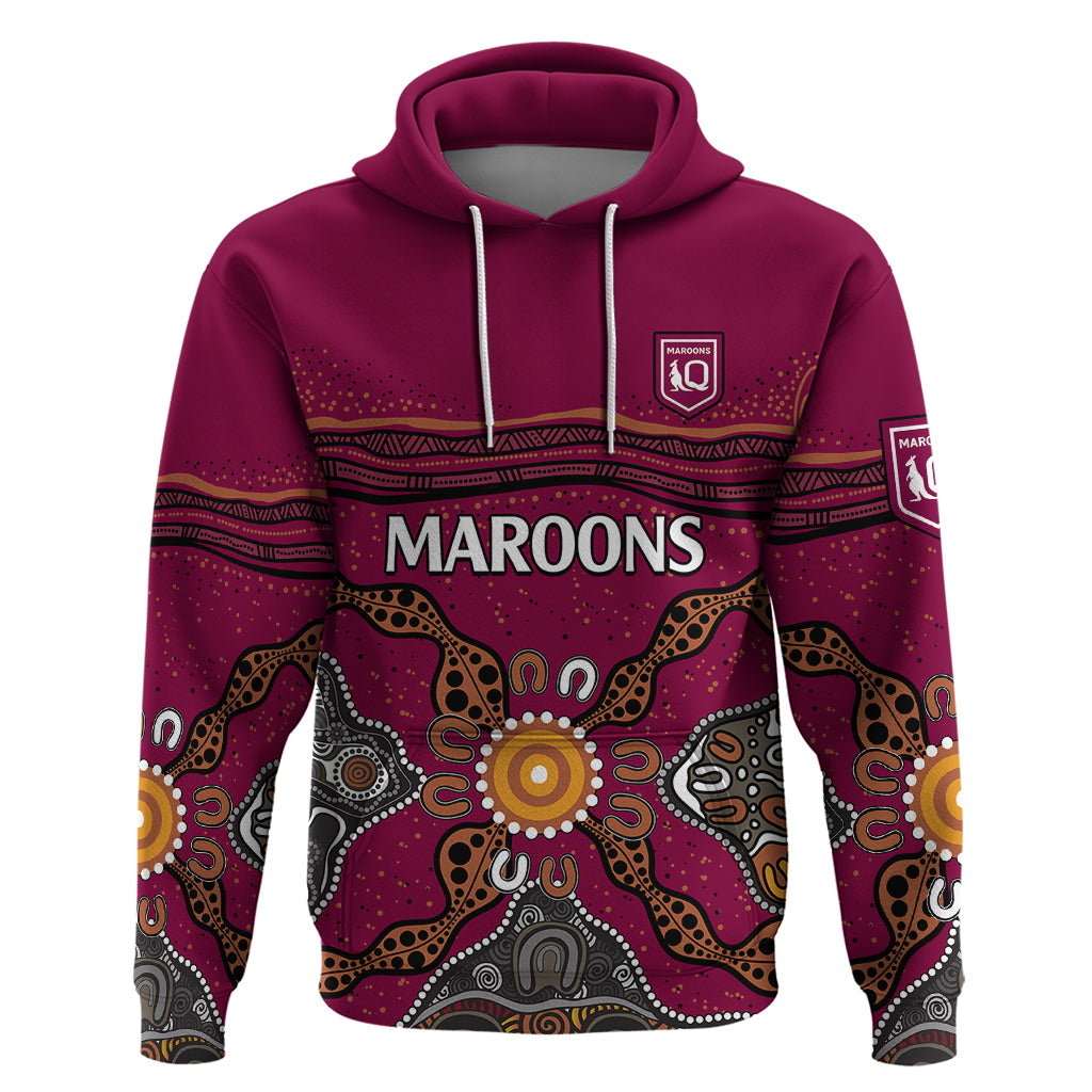 (Custom Text And Number) QLD Maroons Rugby Hoodie Queensland Aboriginal Origin LT9 - Vibe Hoodie Shop