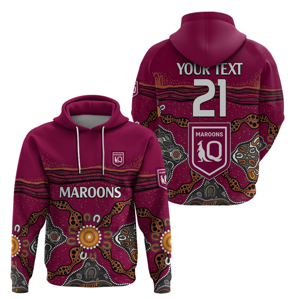 (Custom Text And Number) QLD Maroons Rugby Hoodie Queensland Aboriginal Origin LT9 - Vibe Hoodie Shop