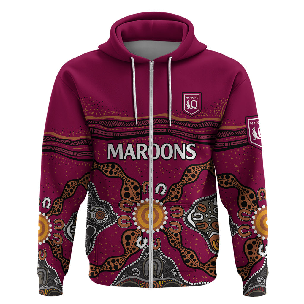 (Custom Text And Number) QLD Maroons Rugby Hoodie Queensland Aboriginal Origin LT9 - Vibe Hoodie Shop
