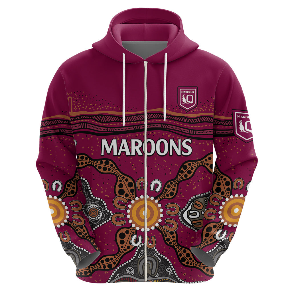 (Custom Text And Number) QLD Maroons Rugby Hoodie Queensland Aboriginal Origin LT9 - Vibe Hoodie Shop
