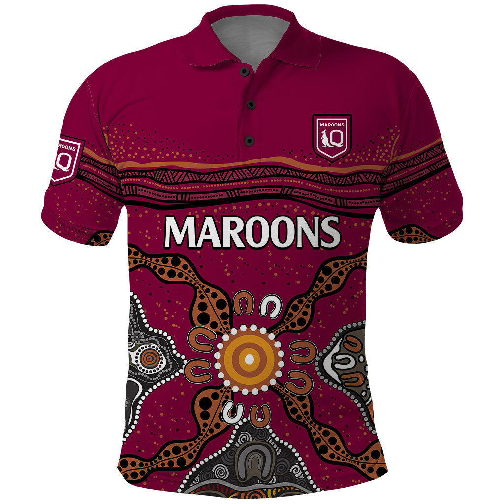 (Custom Text And Number) QLD Maroons Rugby Polo Shirt Queensland Aboriginal Origin LT9 - Vibe Hoodie Shop