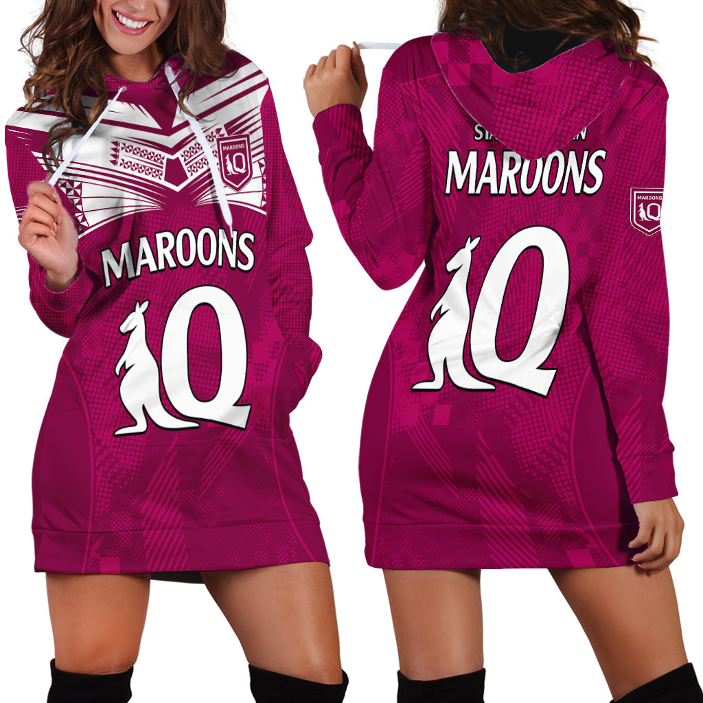 Queensland Maroon Rugby Hoodie Dress Origin Queensland Sporty Style - Vibe Hoodie Shop