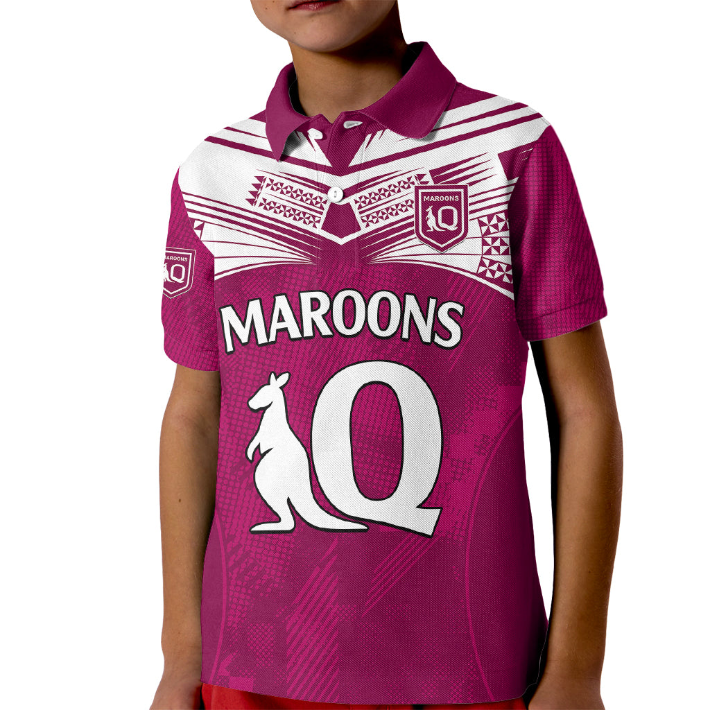 Queensland Maroon Rugby Kid Polo Shirt Origin Queensland Sporty Style - Vibe Hoodie Shop