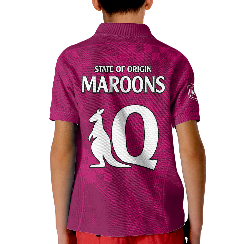 Queensland Maroon Rugby Kid Polo Shirt Origin Queensland Sporty Style - Vibe Hoodie Shop