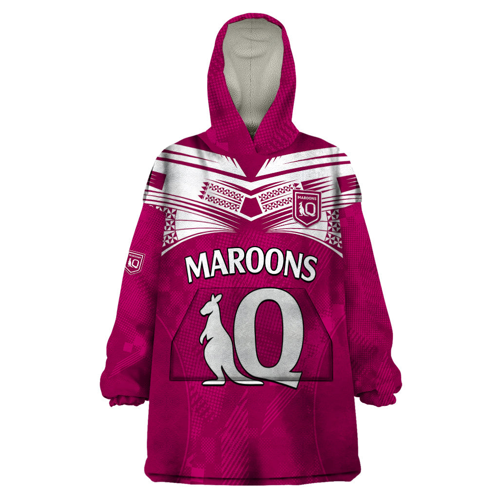 Queensland Maroon Rugby Wearable Blanket Hoodie Origin Queensland Sporty Style - Vibe Hoodie Shop