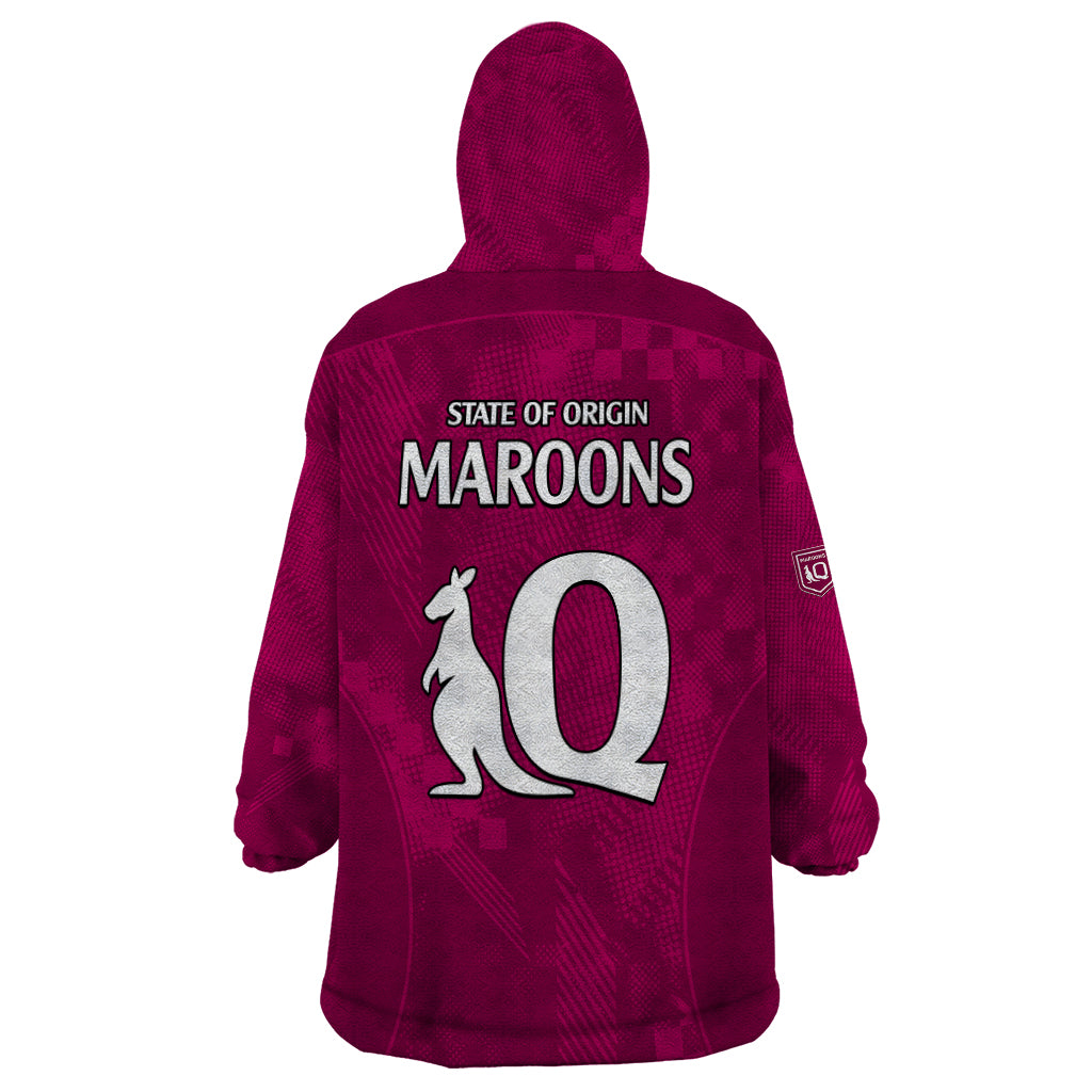 Queensland Maroon Rugby Wearable Blanket Hoodie Origin Queensland Sporty Style - Vibe Hoodie Shop