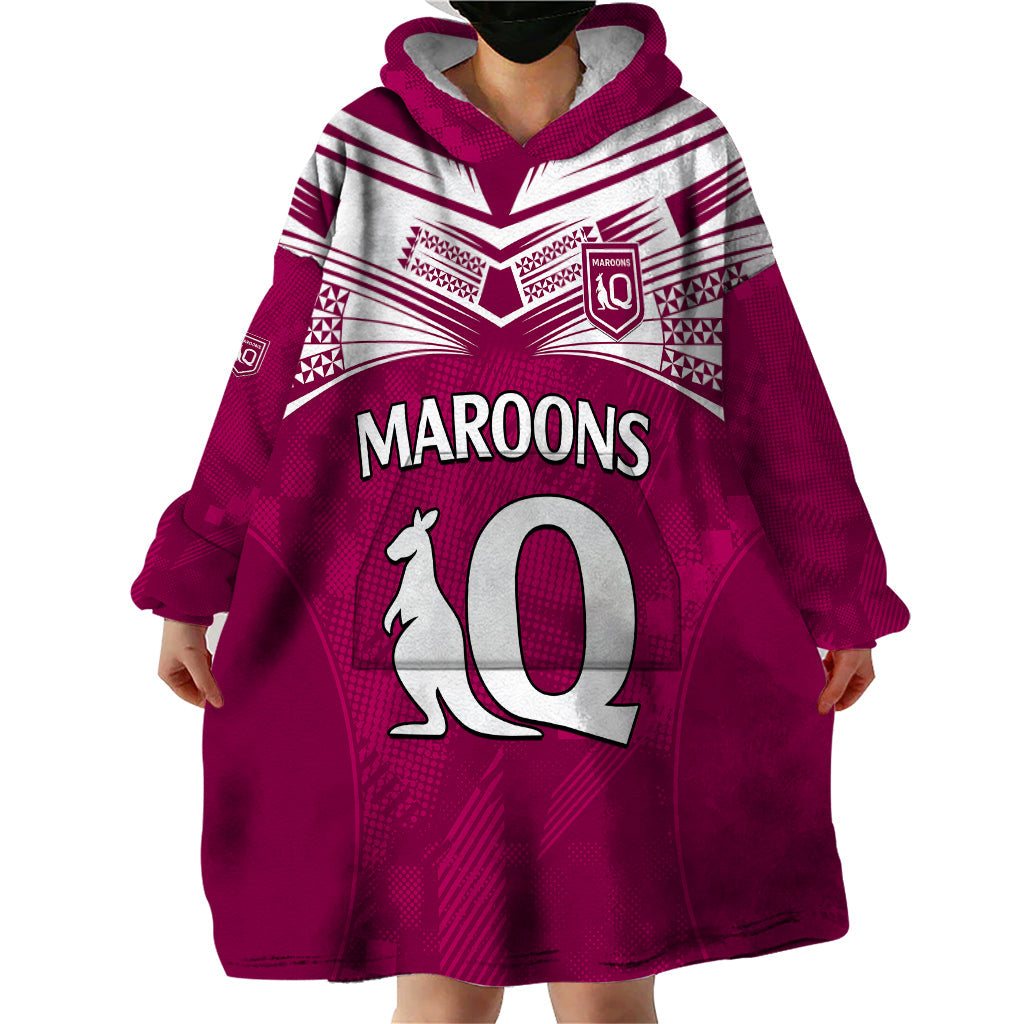 Queensland Maroon Rugby Wearable Blanket Hoodie Origin Queensland Sporty Style - Vibe Hoodie Shop