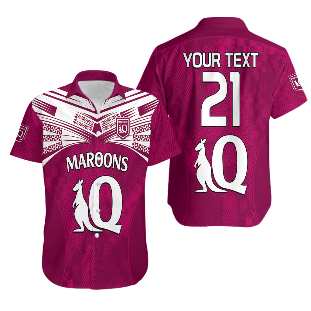 (Custom Text And Number) Queensland Maroon Rugby Hawaiian Shirt Origin Queensland Sporty Style - Vibe Hoodie Shop