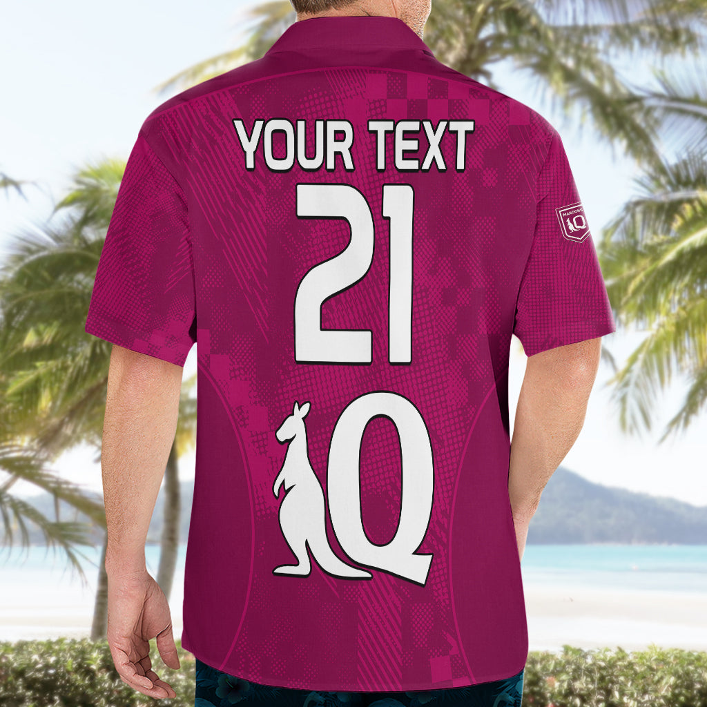 (Custom Text And Number) Queensland Maroon Rugby Hawaiian Shirt Origin Queensland Sporty Style - Vibe Hoodie Shop