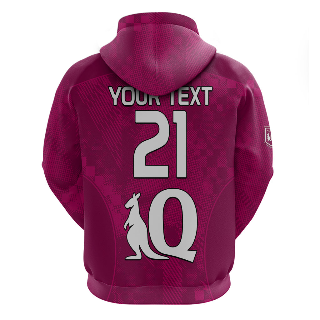(Custom Text And Number) Queensland Maroon Rugby Hoodie Origin Queensland Sporty Style LT9 - Vibe Hoodie Shop
