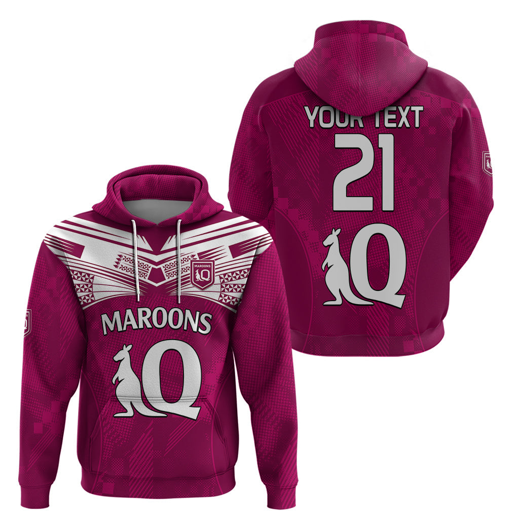(Custom Text And Number) Queensland Maroon Rugby Hoodie Origin Queensland Sporty Style LT9 - Vibe Hoodie Shop