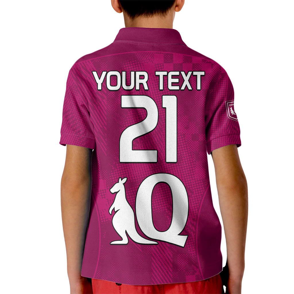 (Custom Text And Number) Queensland Maroon Rugby Kid Polo Shirt Origin Queensland Sporty Style - Vibe Hoodie Shop
