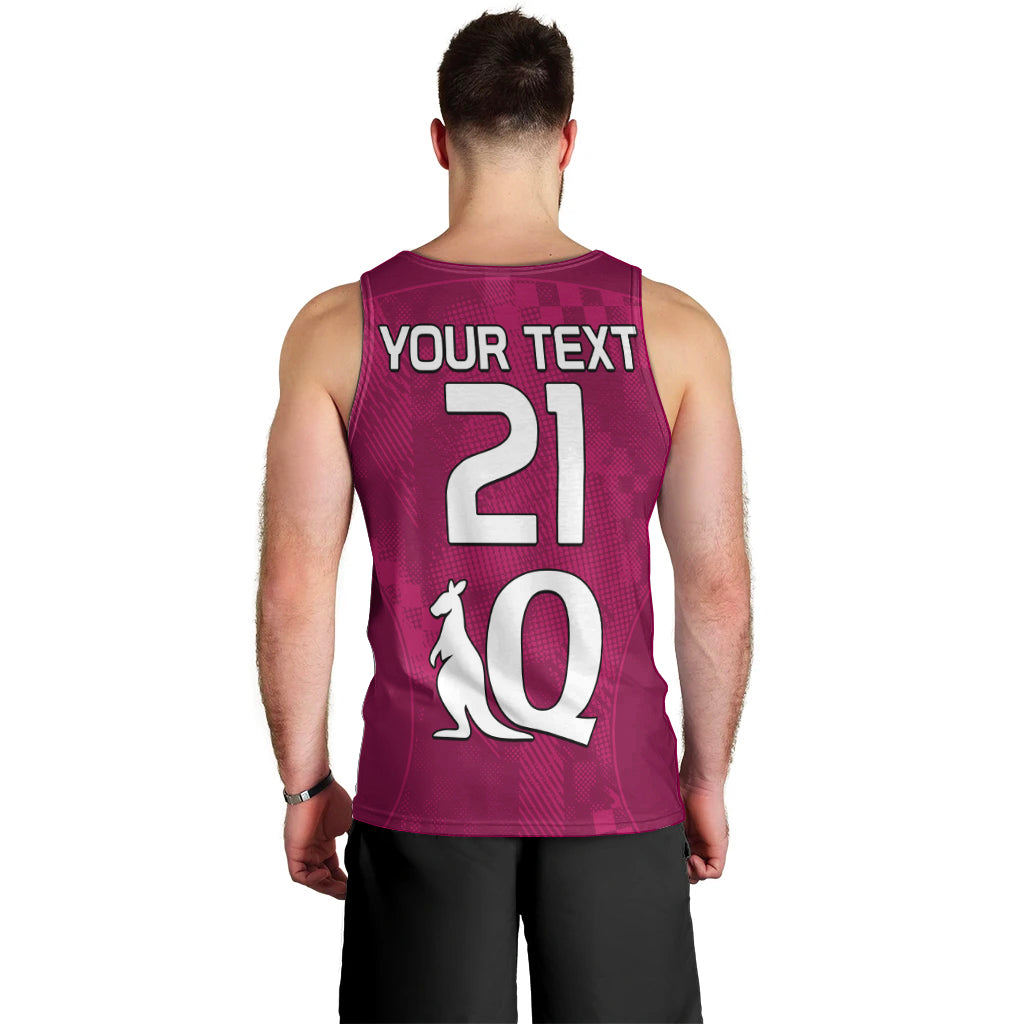 (Custom Text And Number) Queensland Maroon Rugby Men Tank Top Origin Queensland Sporty Style - Vibe Hoodie Shop
