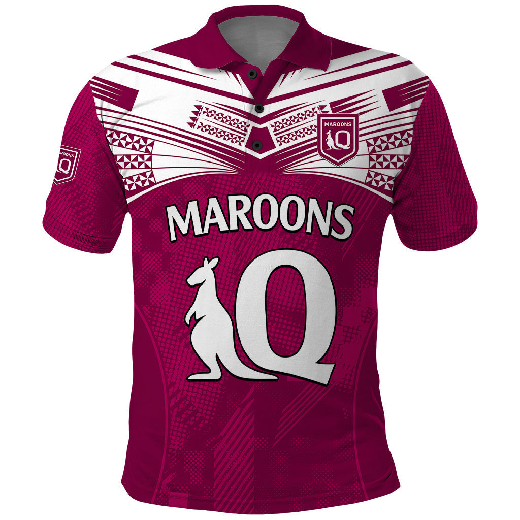 (Custom Text And Number) Queensland Maroon Rugby Polo Shirt Origin Queensland Sporty Style LT9 - Vibe Hoodie Shop
