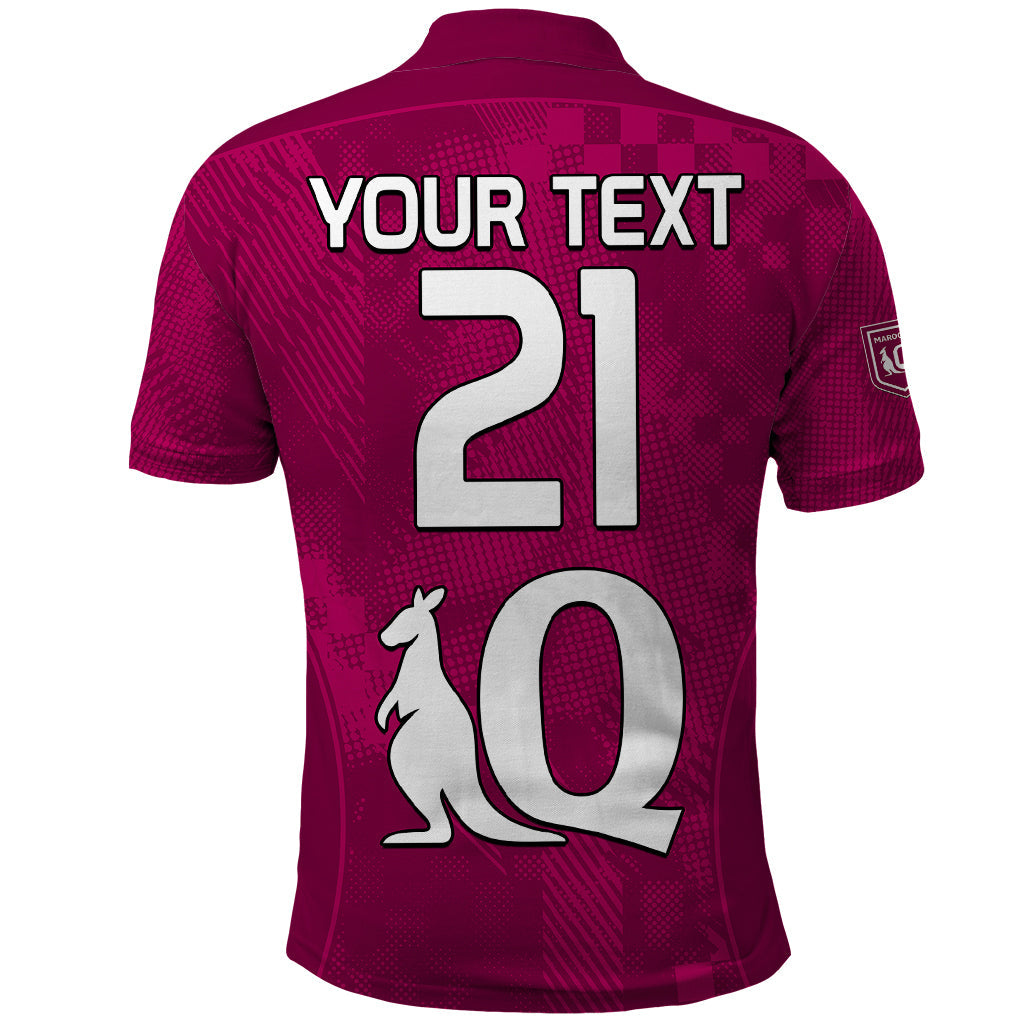(Custom Text And Number) Queensland Maroon Rugby Polo Shirt Origin Queensland Sporty Style LT9 - Vibe Hoodie Shop