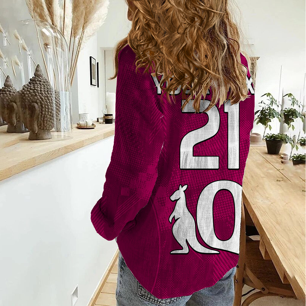 (Custom Text And Number) Queensland Maroon Rugby Women Casual Shirt Origin Queensland Sporty Style - Vibe Hoodie Shop