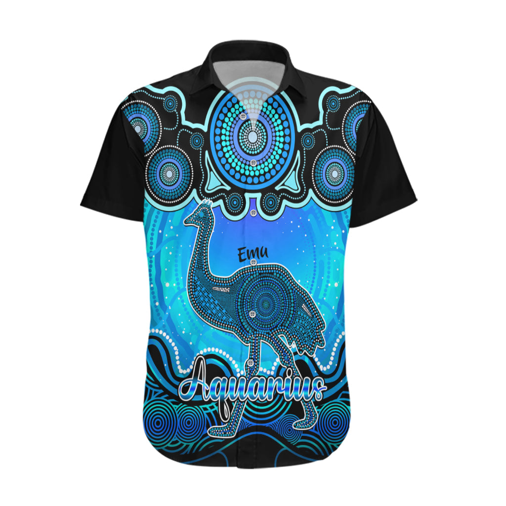 Personalised Australia Aquarius Emu Zodiac Hawaiian Shirt Auz Astrology Aboriginal - Aqua - Vibe Hoodie Shop