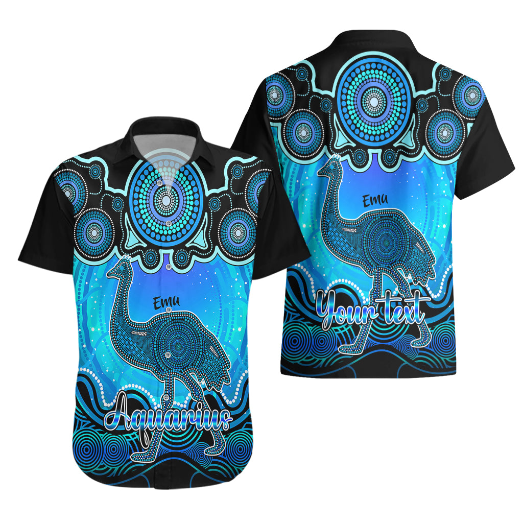 Personalised Australia Aquarius Emu Zodiac Hawaiian Shirt Auz Astrology Aboriginal - Aqua - Vibe Hoodie Shop